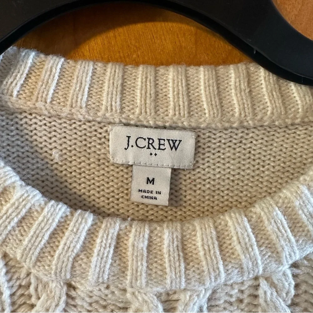 J. Crew Cream Cable Crewneck Sweater